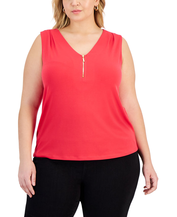 Plus Size Half-Zip Tank Top