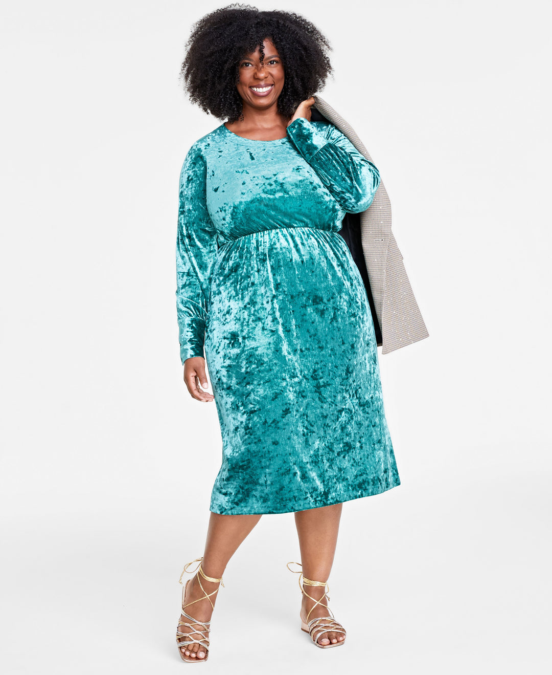 velvet midi dress plus size Plus Size V-Neck Wrap Velvet Midi Dress | Daily Wedding