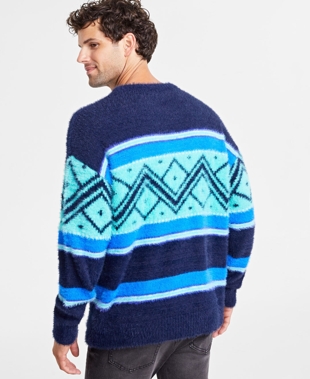 Holiday Lane Men's Fair Isle Crewneck Long-Sleeve Sweater