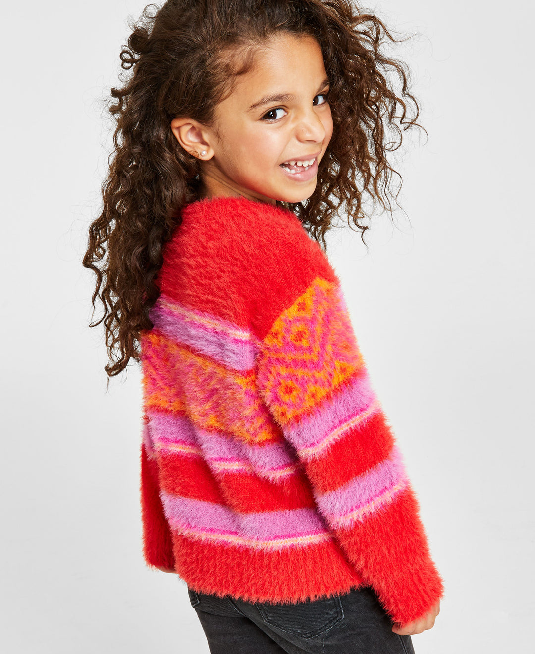 Holiday Lane Little Girls Fair Isle Crewneck Sweater