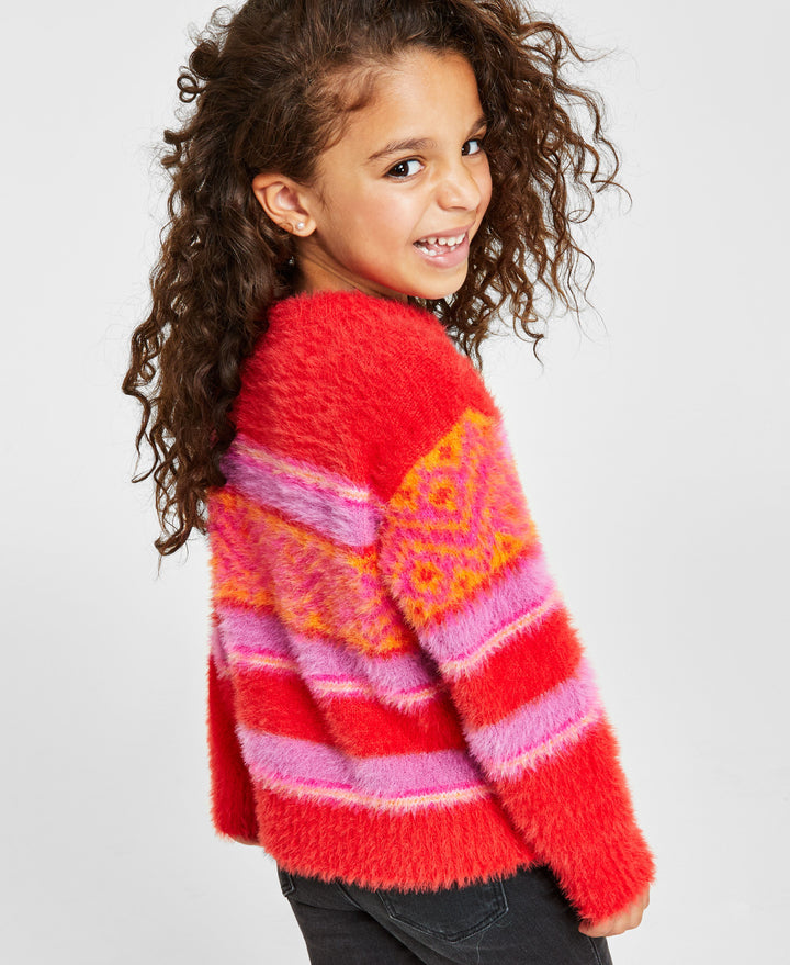 Holiday Lane Little Girls Fair Isle Crewneck Sweater
