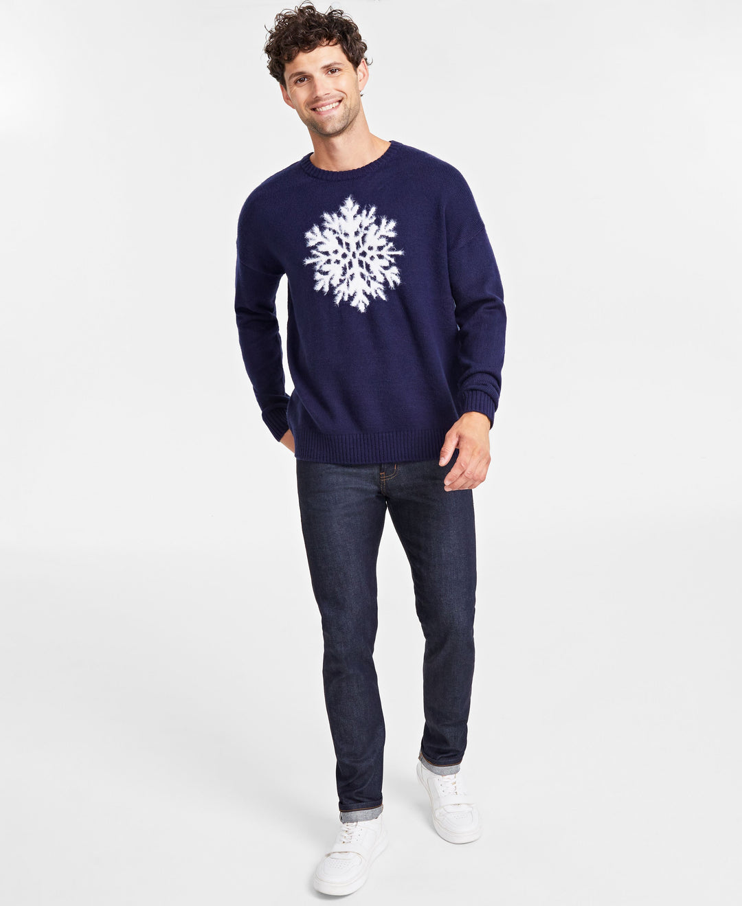 Holiday Lane Men's Snowflake Crewneck Sweater