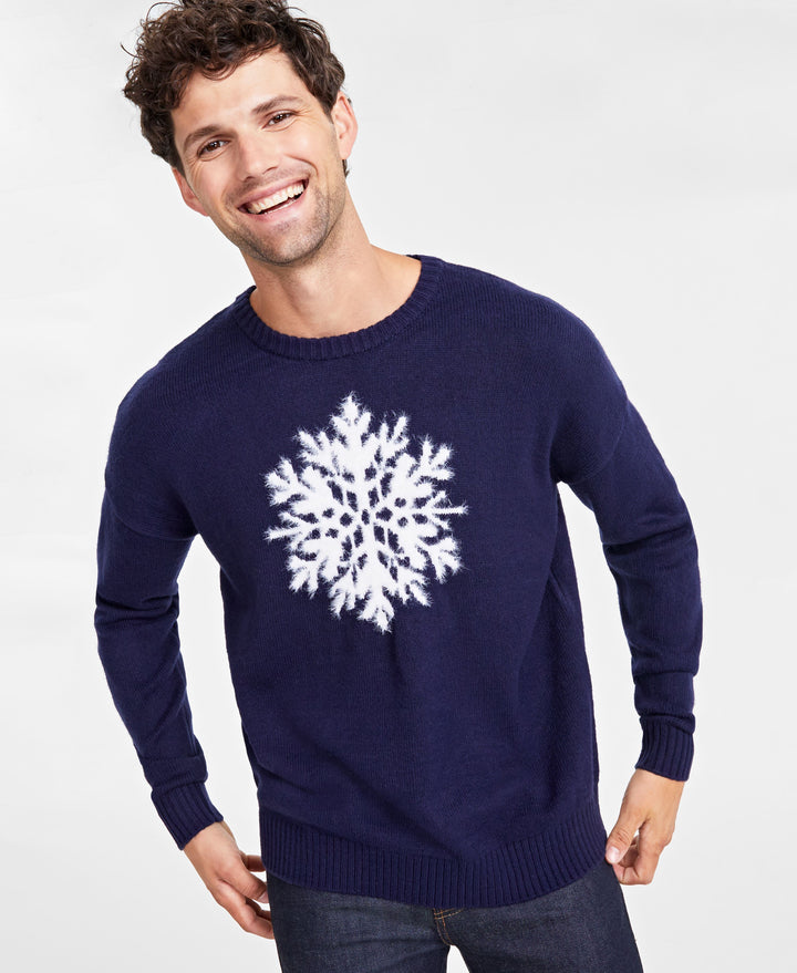 Holiday Lane Men's Snowflake Crewneck Sweater
