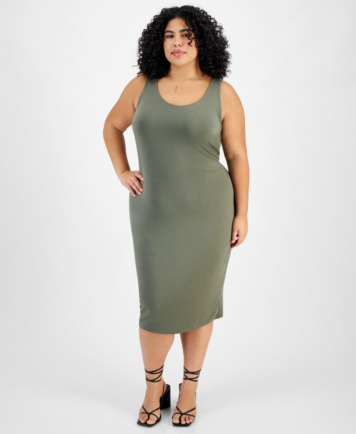Trendy Plus Size Sleeveless Bodycon Midi Dress