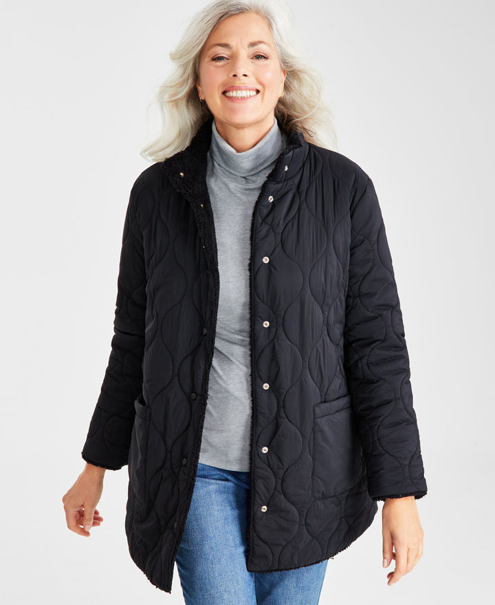 Women's Reversible Long-Sleeves Sherpa Jacket
