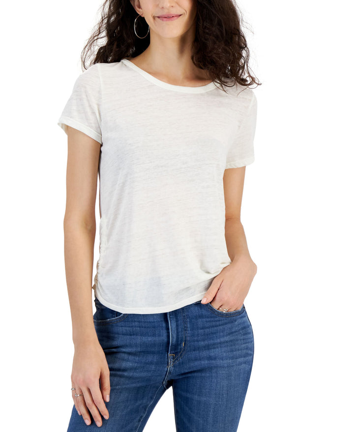 Juniors' Side-Ruched Short-Sleeve T-Shirt