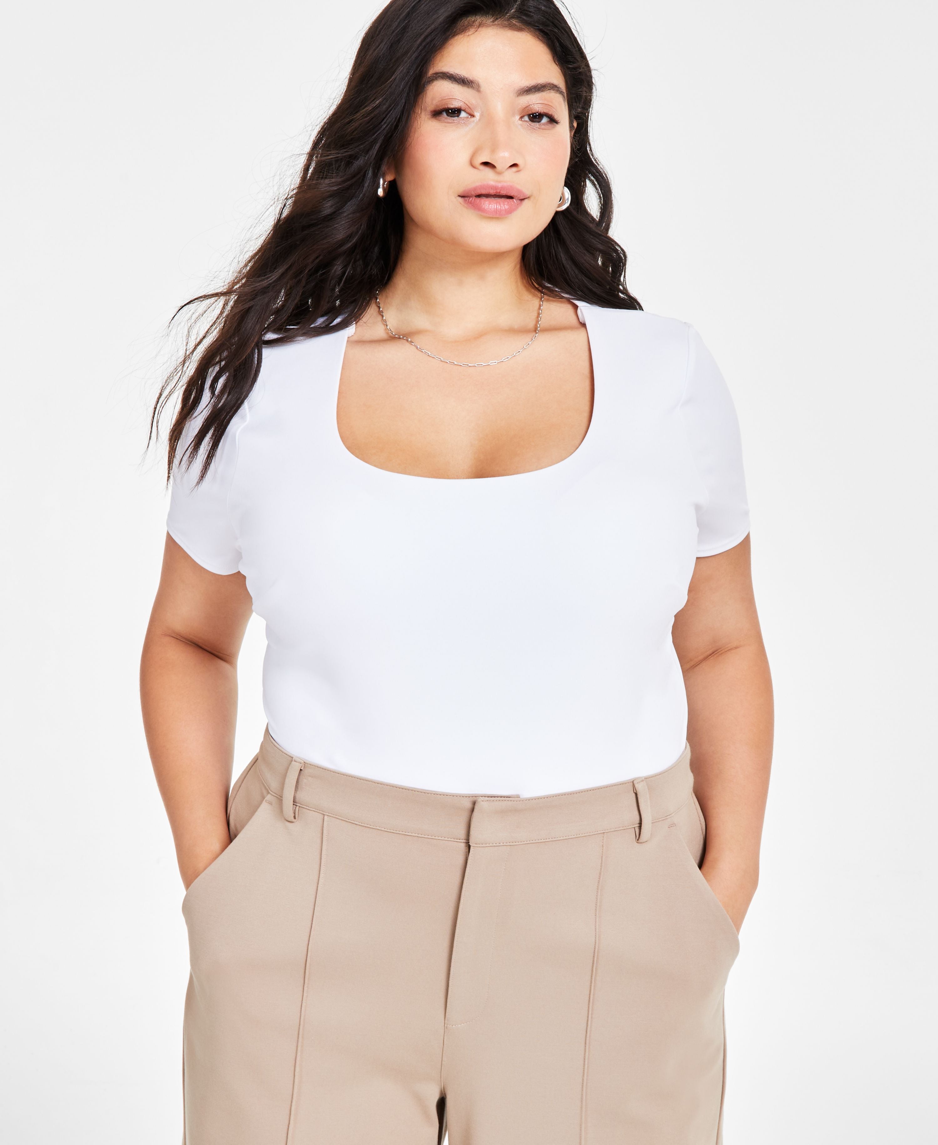 Plus Size Scoop-Neck Short-Sleeve Bodysuit
