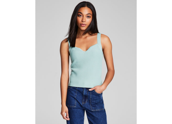 Women's Ottoman Ribbed Sweetheart Top Oregano XL