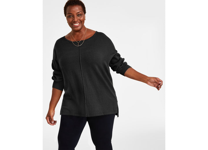 Plus Size Front-Seam Tunic Sweater