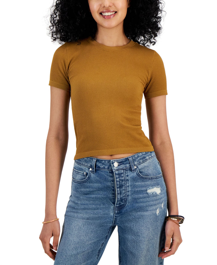 Juniors' Ribbed Seamless Crewneck Top
