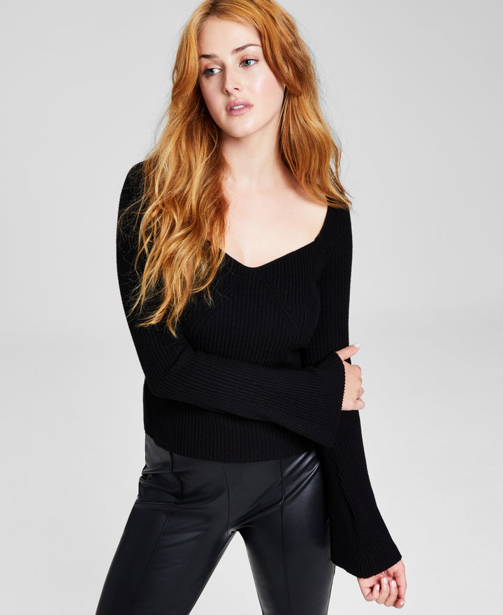 Women's Sweetheart-Neck Sweater Black M