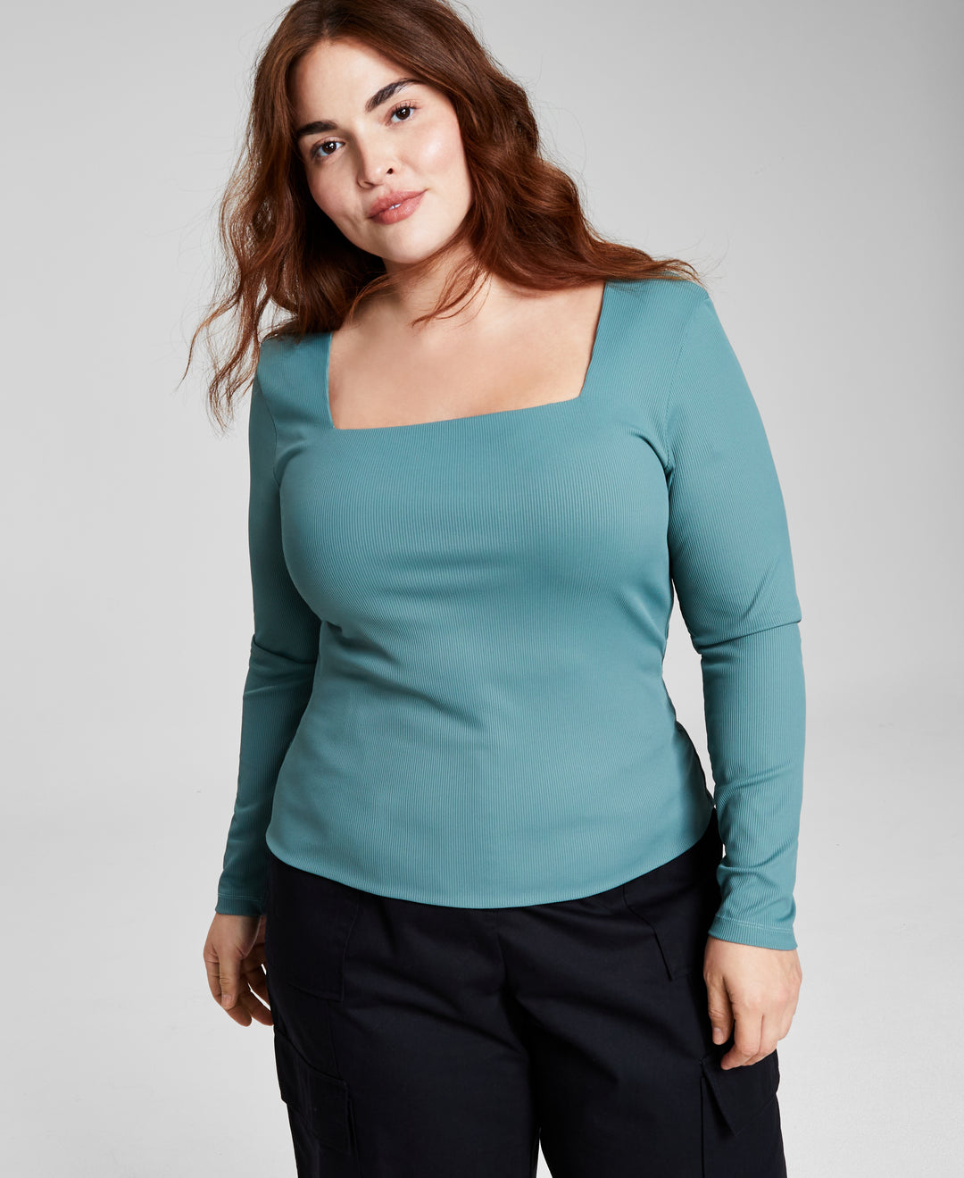 Trendy Plus Size Square-Neck Long-Sleeve Top Meadowland 2X