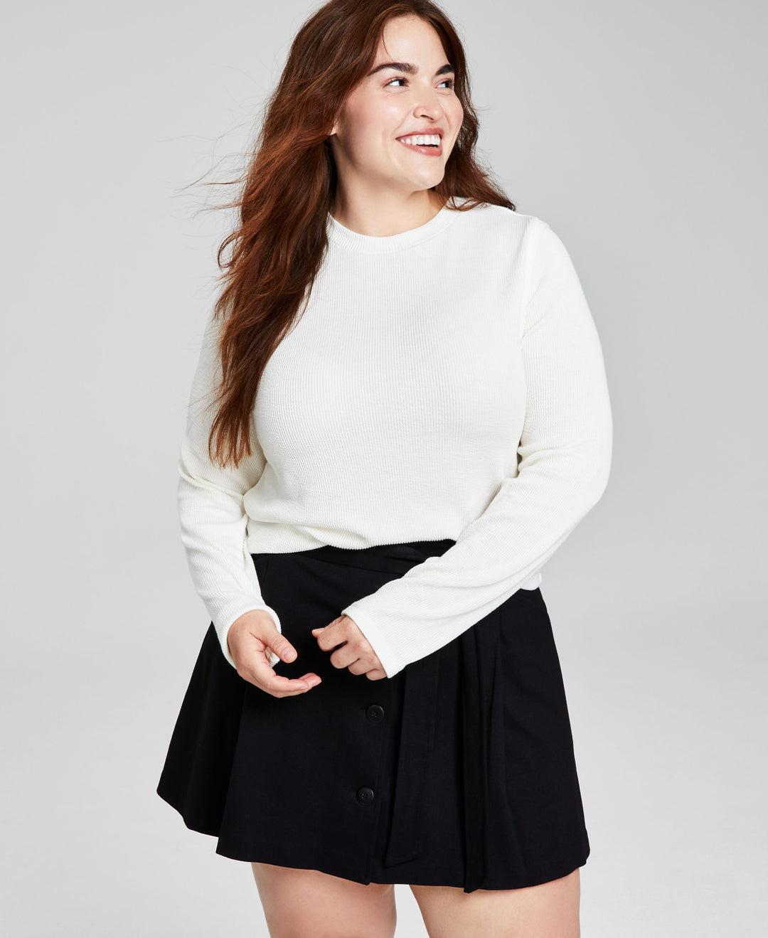 Trendy Plus Size Ribbed Crewneck Top