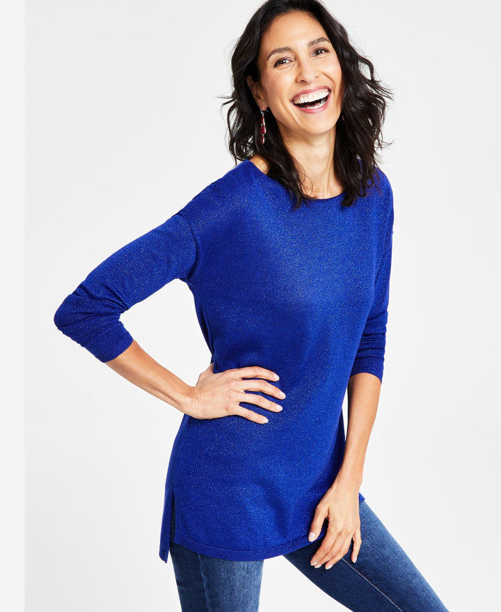 Women's Step-Hem Long Sleeve Boatneck Sweater