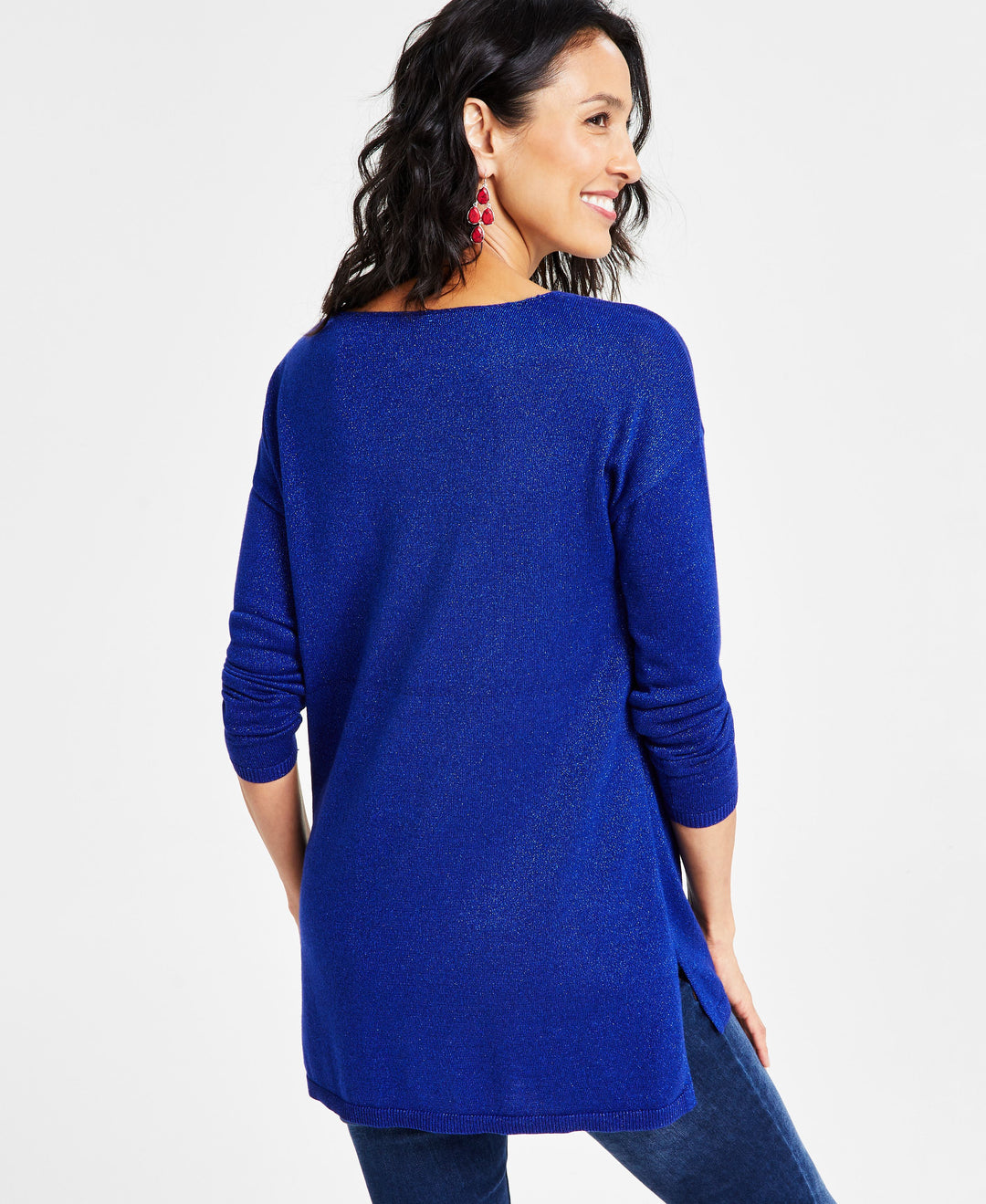 Women's Step-Hem Long Sleeve Boatneck Sweater