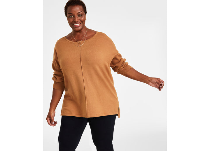Plus Size Front-Seam Tunic Sweater