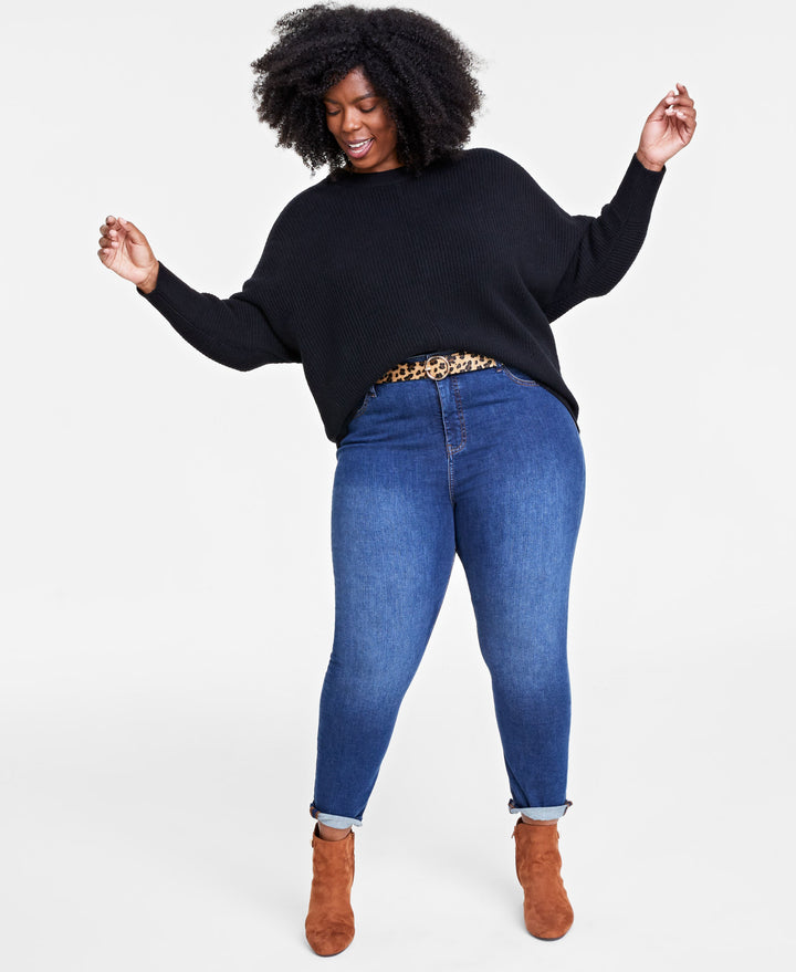 Plus Size Dolman-Sleeve Crewneck Sweater