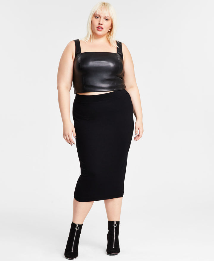 Trendy Plus Size Bodycon Jersey Midi Skirt