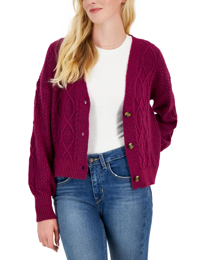 Juniors' Cable-Knit Cardigan Sweater