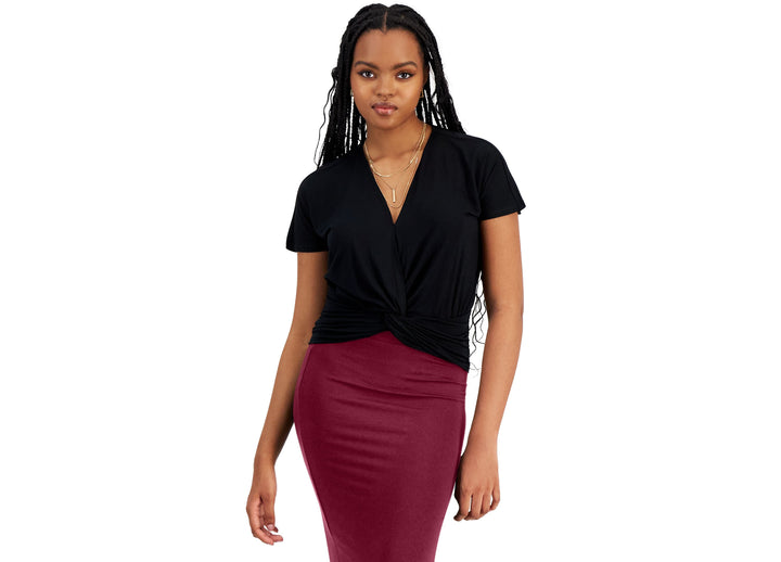 Petite V-Neck Twist-Front Top
