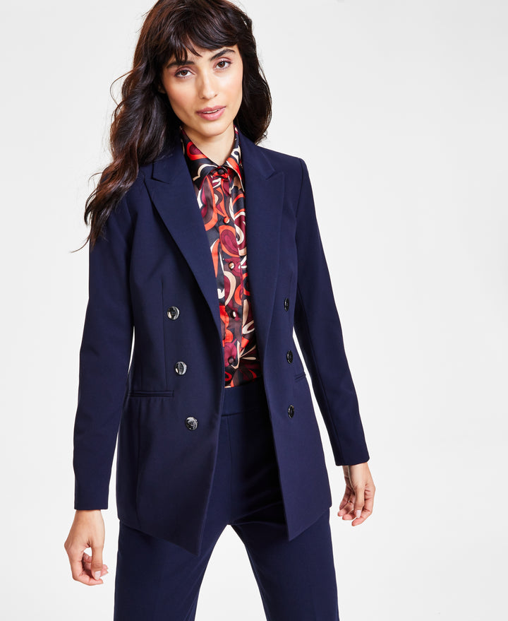 Women's Faux Double-Breasted Boyfriend Jacket