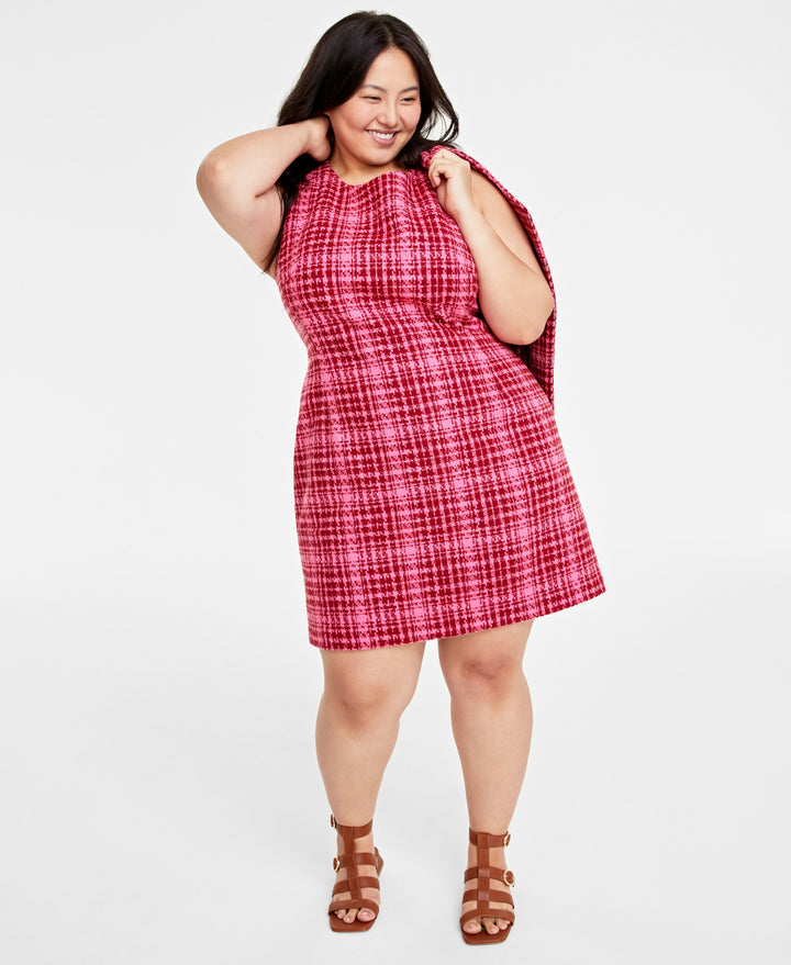 Plus Size Tweed Mini Sheath Dress