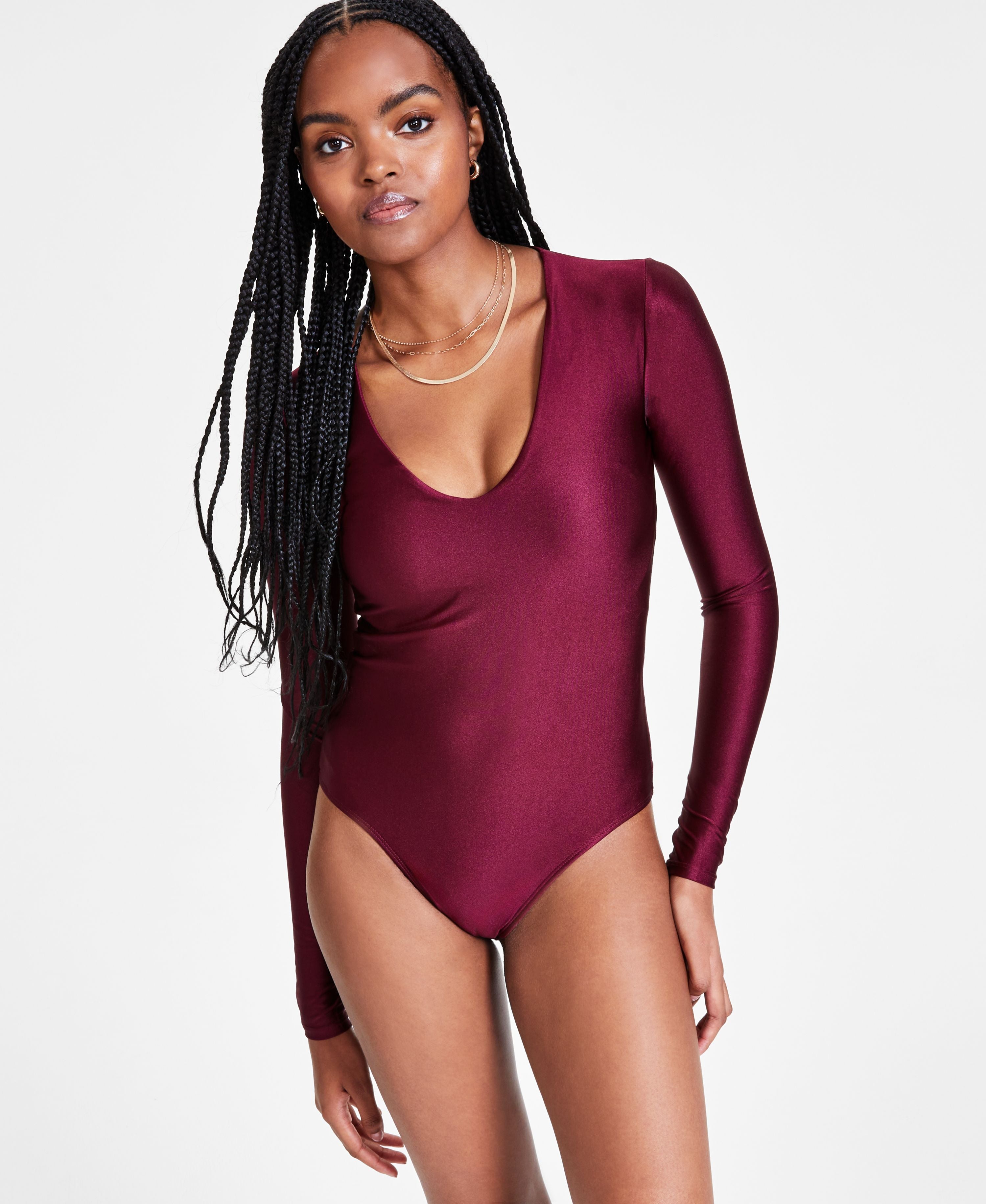 Women's Shine V-Neck Long-Sleeve Bodysuit