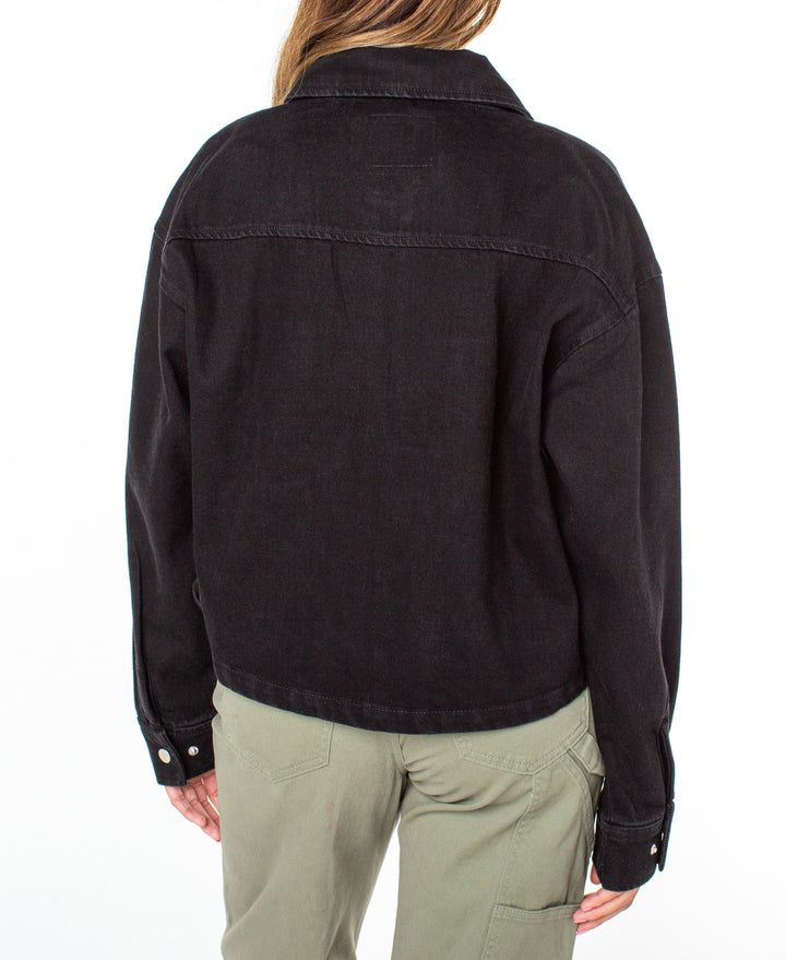 Juniors' Collared Denim Shacket