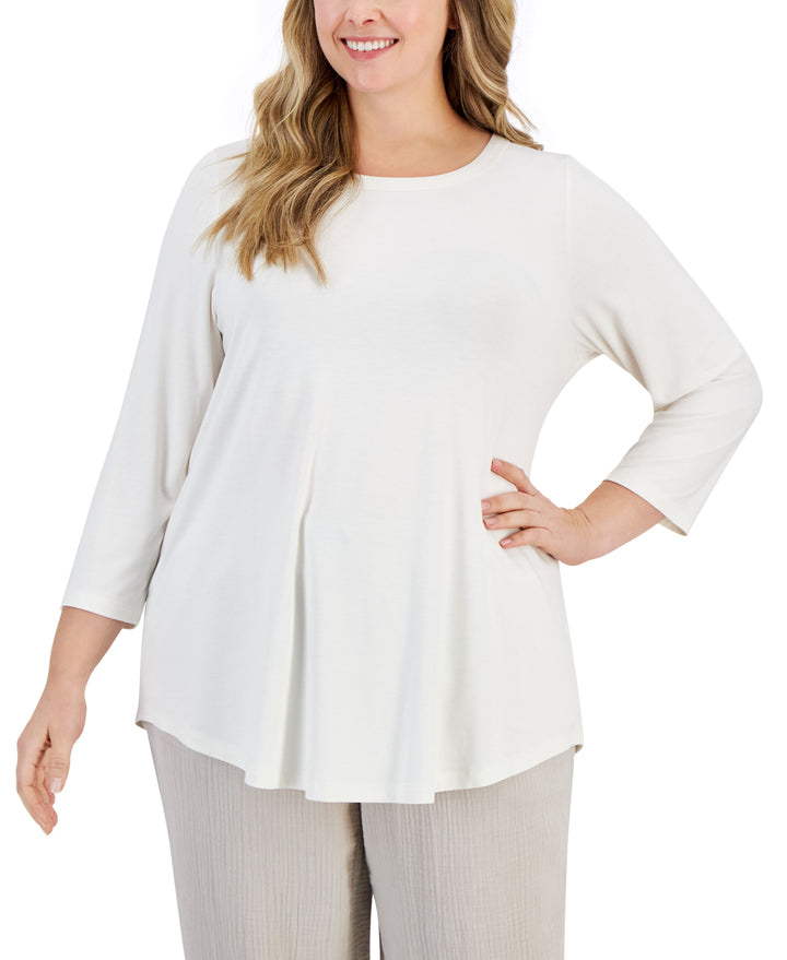 Plus Size Satin-Trim Top