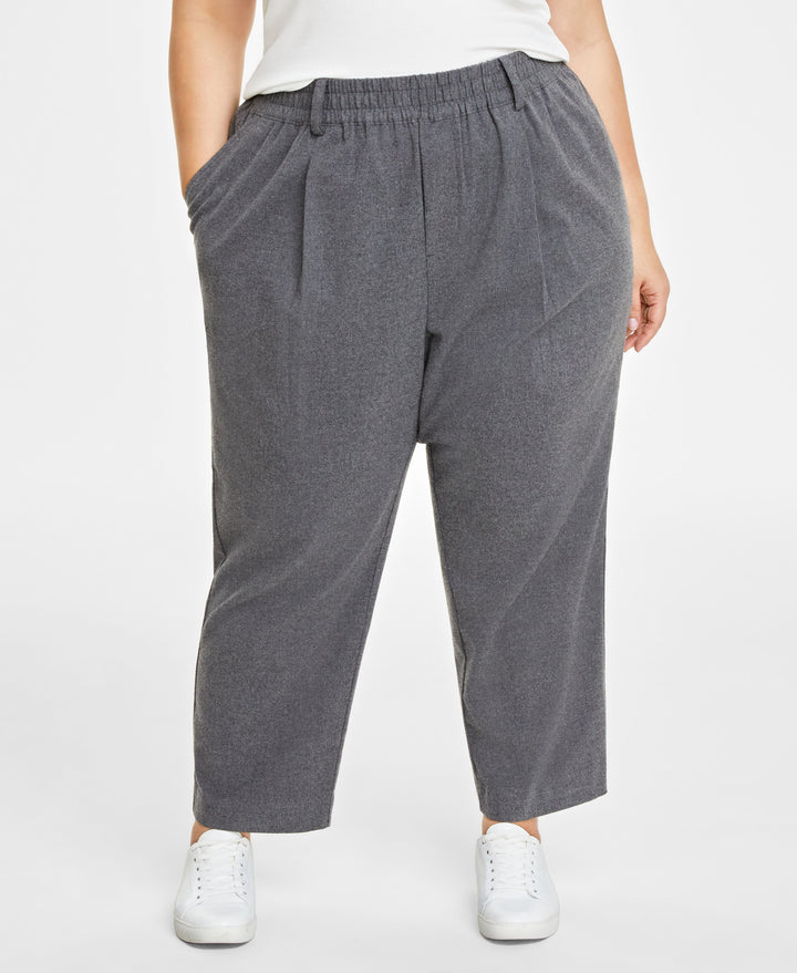 Plus Size Brushed Relaxed Ankle Pants