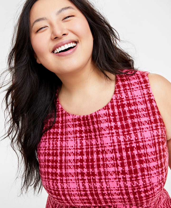Plus Size Tweed Mini Sheath Dress