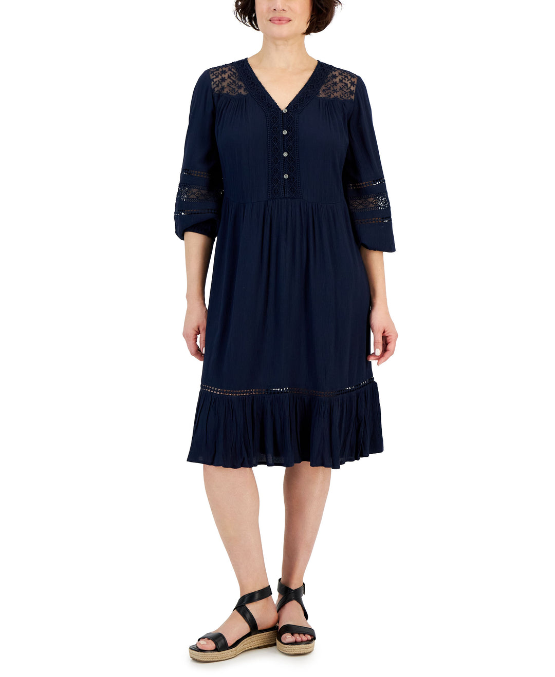 Petite Lace-Trim Dress