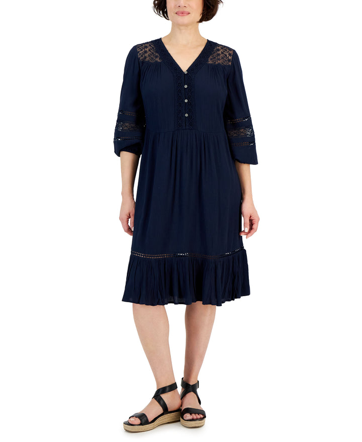 Petite Lace-Trim Dress
