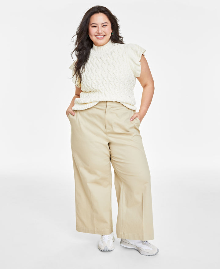 Plus Size Wide-Leg Chino Pants