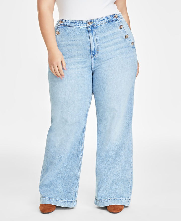 Plus Size Sailor High-Rise Wide-Leg Jeans