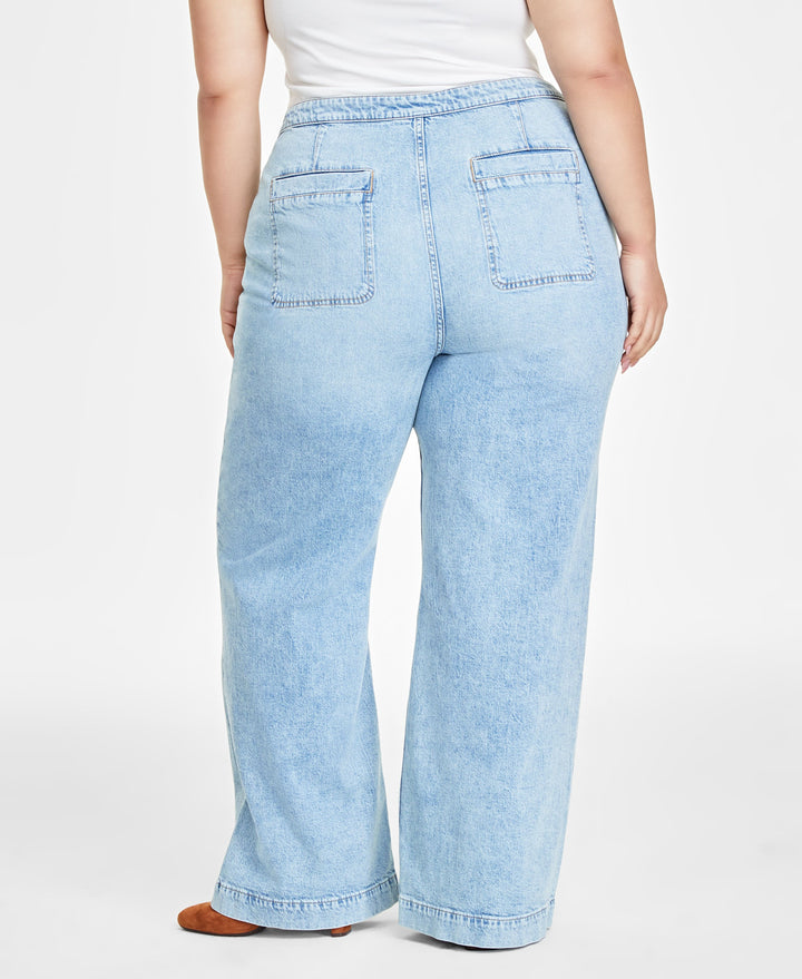 Plus Size Sailor High-Rise Wide-Leg Jeans