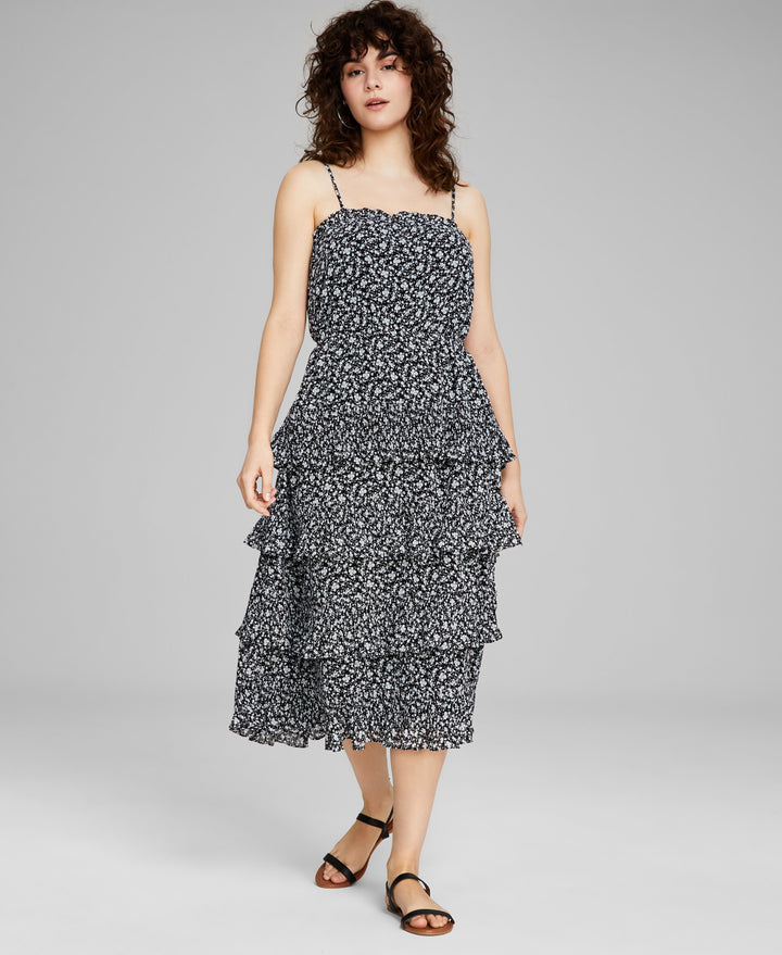 Women's Tiered Sleeveless Midi Dress