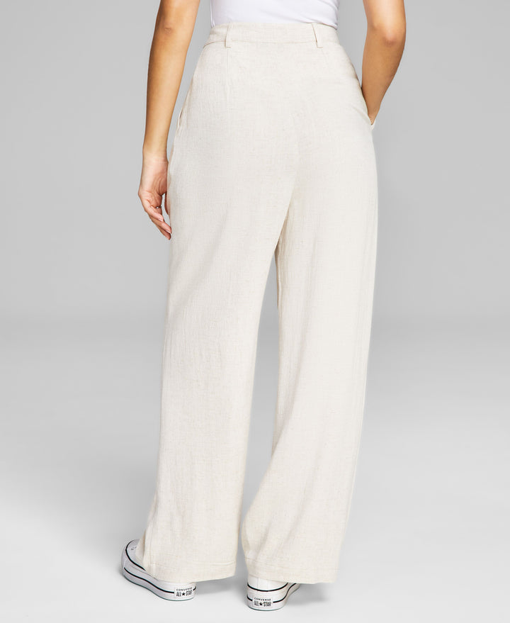 Women's Linen Blend Wide-Leg Trousers