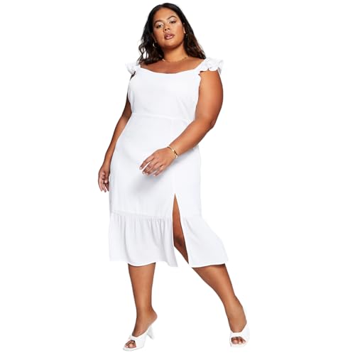 Now This Trendy Plus Size Flutter Sleeve Midi Dress