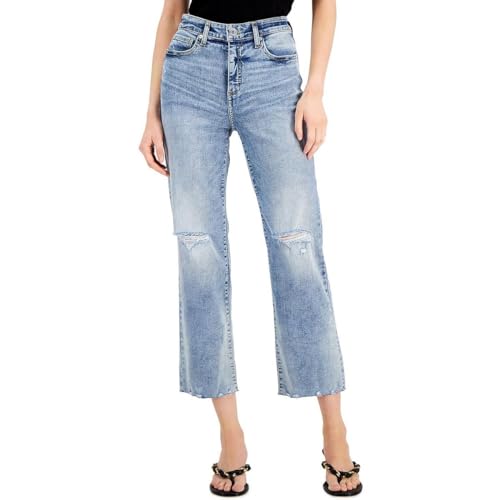 INC International Concepts Womens High Rise Ripped Straight Leg Jeans