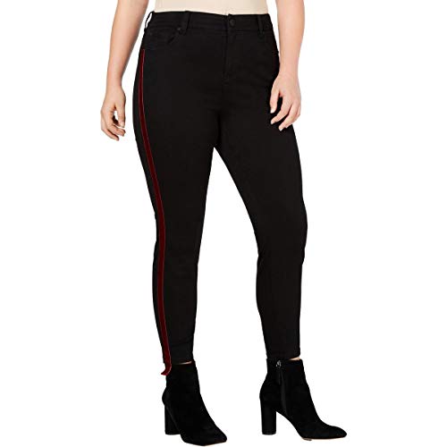 Celebrity Pink Trendy Plus Size Velvet Varsity Stripe Skinny Jeans
