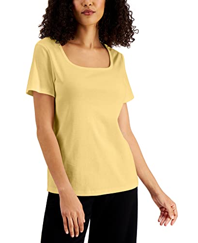 Karen Scott Solid Square Neck Cotton Top