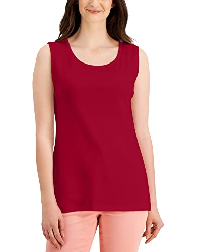 Karen Scott Womens Short Sleeve Cotton Tunic Tank Top