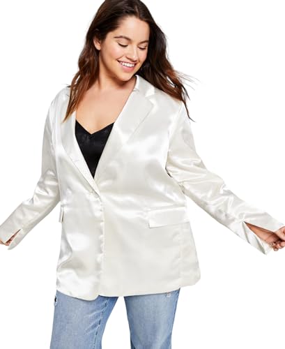 Trendy Plus Size One-Button Satin Blazer