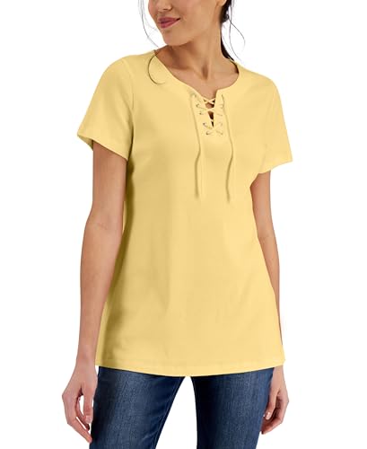 Karen Scott Womens Cotton Lace Up Tunic