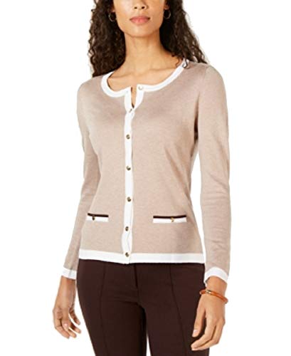 Karen Scott Petite Contrast Trim Cardigan