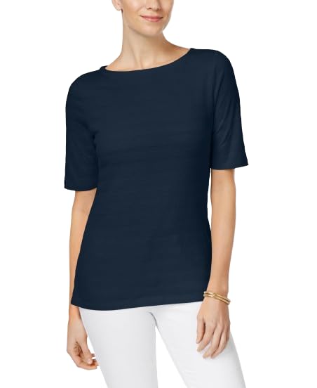 Charter Club Elbow Sleeve Textured Top