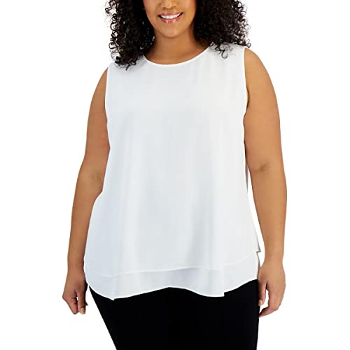 Anne Klein Plus Size Chiffon Overlay Sleeveless Top