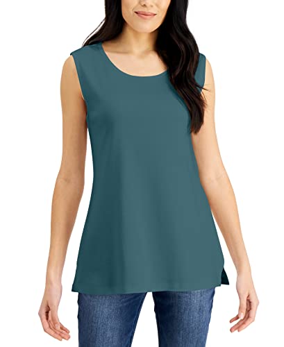 Karen Scott Womens Short Sleeve Cotton Tunic Tank Top