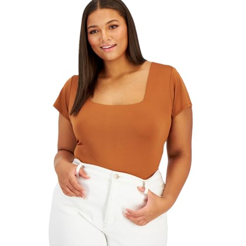 Now This Trendy Plus Size Square Neck Bodysuit